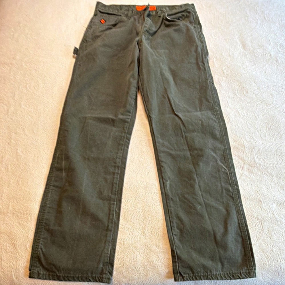 Wrangler Riggs Workwear FR Cotton Twill Work Pants Green Men's 33x34 FR3W02L